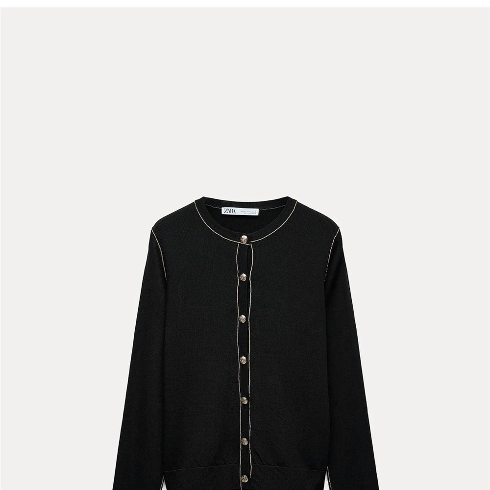 Zara Black Cardigan with Gold Accents